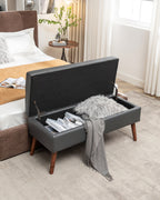 Storage Bench with Storage Bench for Bedroom End of Bed Bench Foot of Bed Bench Entryway Bench Storage Ottoman Bench 43.3' W x 17.7' Dark Grey Leather Bench - Grand Goldman Shop