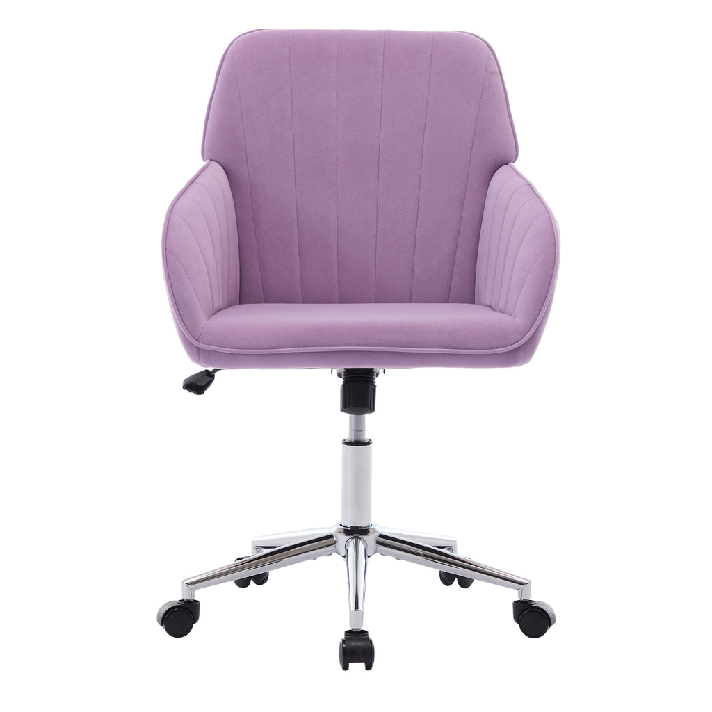 TY Ergonomic Swivel Office Chair, Comfortable Backrest Seat, Lilac Velvet, Adjustable for Home and Bedroom - Grand Goldman