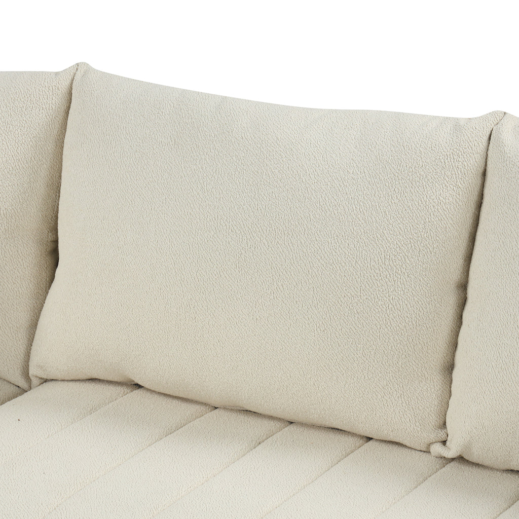 Modern L-shaped Sectional Pull Out Sofa Bed with USB Ports and Storage Ottoman, Beige, Jacquard Fabric, 82.6' - Grand Goldman Shop
