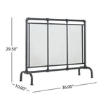 Celeste 1 Panel Iron Fireplace Screen 36' W x 29' H, Black - Grand Goldman Shop