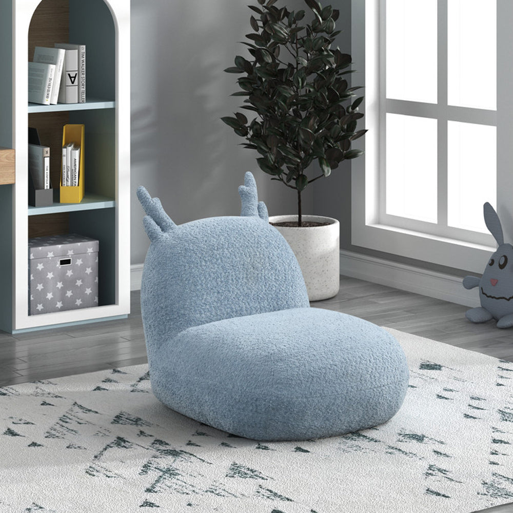 Chenille Upholstered Deer-Shaped Kids Chair, Blue | Premium Home Decor - Grand Goldman