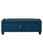48' Ottoman Bench with Storage, Bench for Bedroom,Living Room,Hallway, Upholstered Tufted Faux Leather PU Ottoman Blue - Grand Goldman Shop