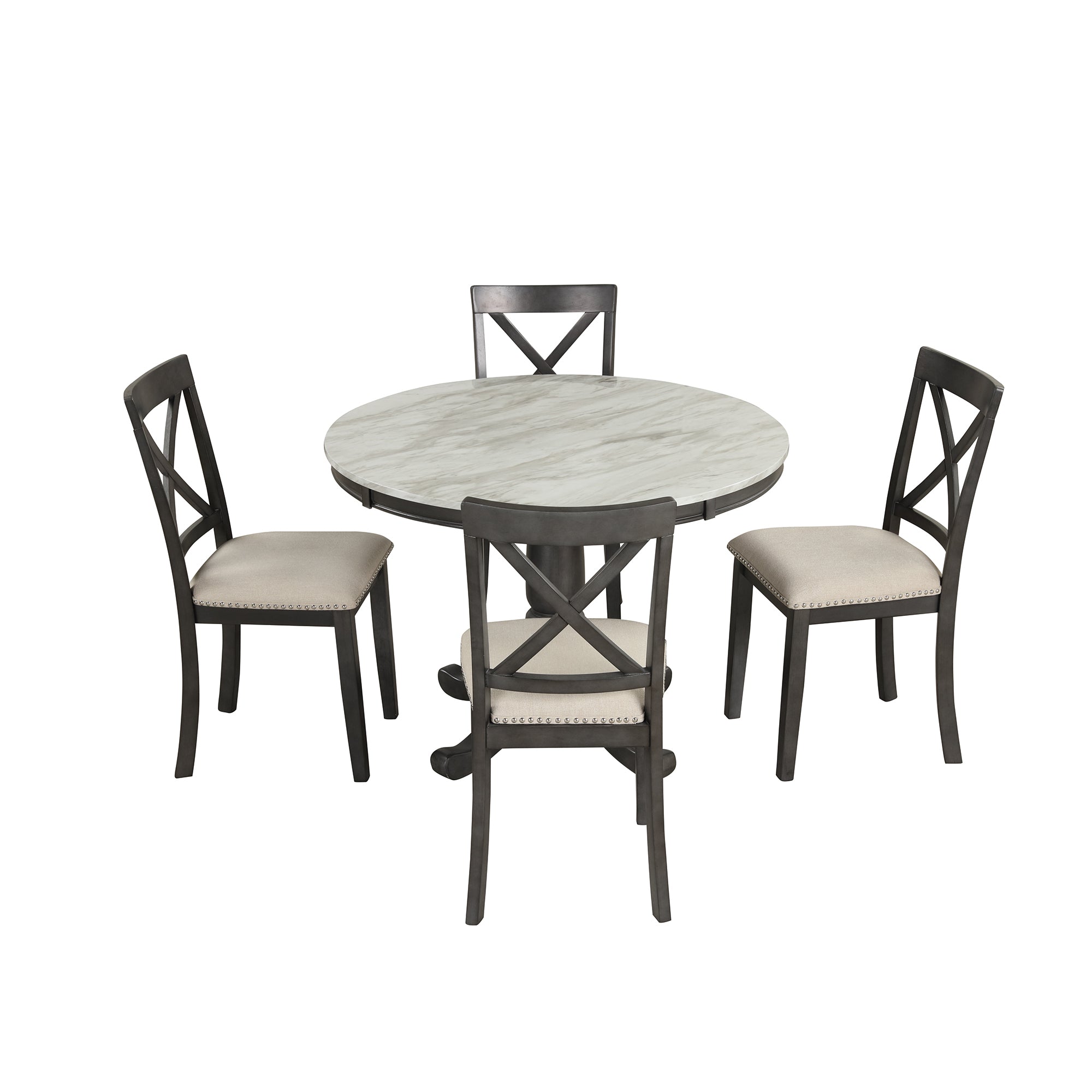 Orisfur. 5 Pieces Dining Table and Chairs Set for 4 Persons, Kitchen Room Solid Wood Table with 4 Chairs - Grand Goldman Shop