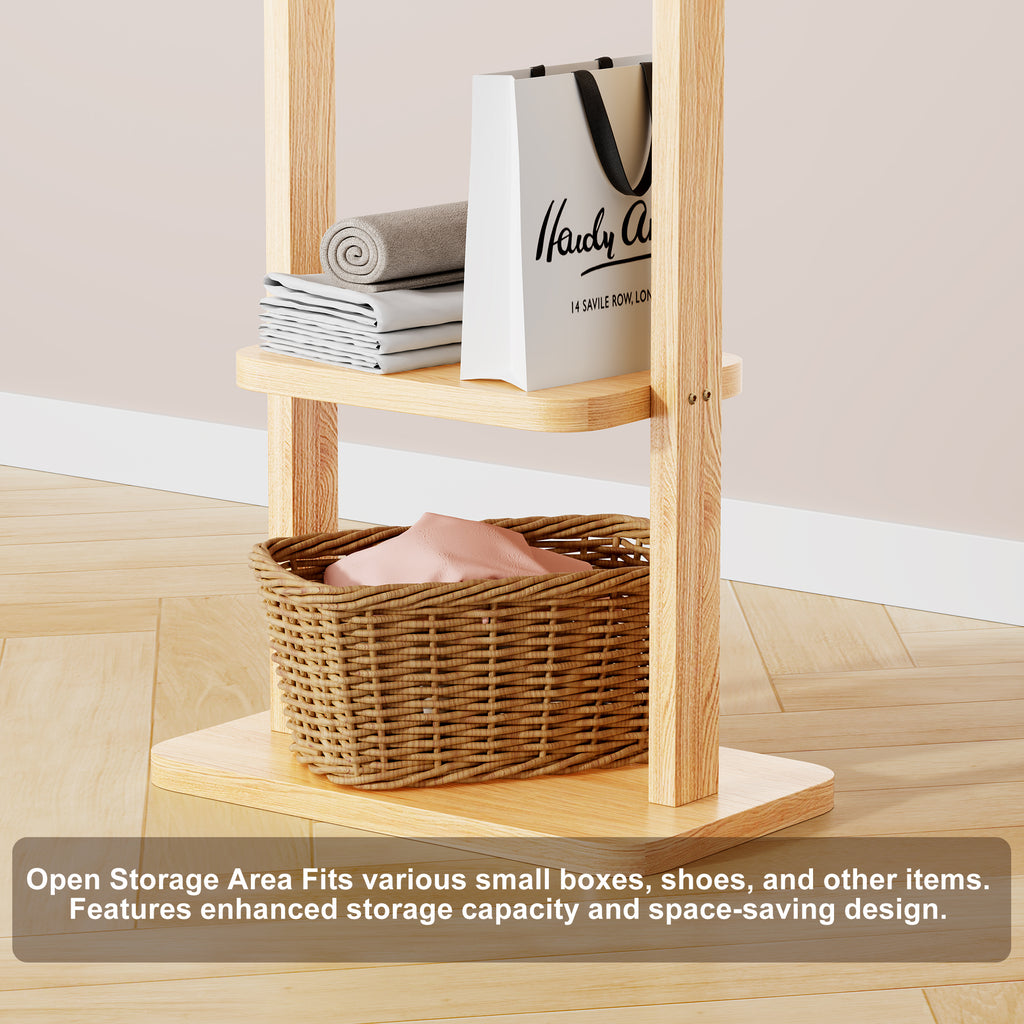 Coat Racks solid wood hanger 18.9* 11.8*71in Solid environmental protection easy to assemble beautiful can be placed in the bedroom/entrance/living room (wood color) - Grand Goldman Shop