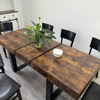 Modern Farmhouse Extendable Dining Room Table with Retractable Design in Deep Rustic Brown, Engineered Wood, 78.74 inches - Grand Goldman Shop