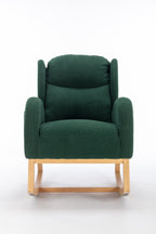 049-Teddy Fabric Rocking Chair With Packet Wood Legs,Green - Grand Goldman Shop