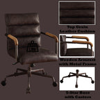Harith Antique Slate Top Grain Leather Office Chair with Adjustable Height and Swivel Seat | Premium Home Decor - Grand Goldm