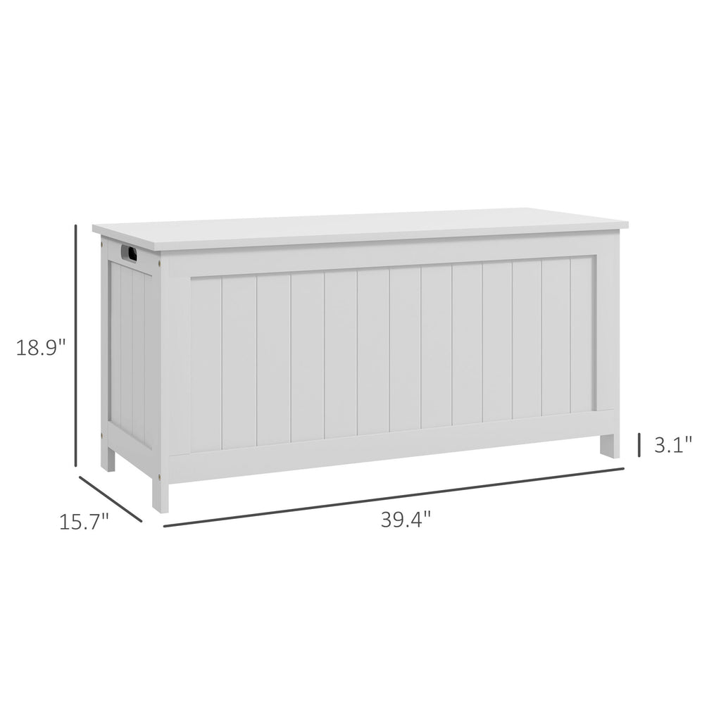 HOMCOM 39.4' Storage Chest w/ 2 Safety Hinges, Wooden Box, White - Grand Goldman Shop