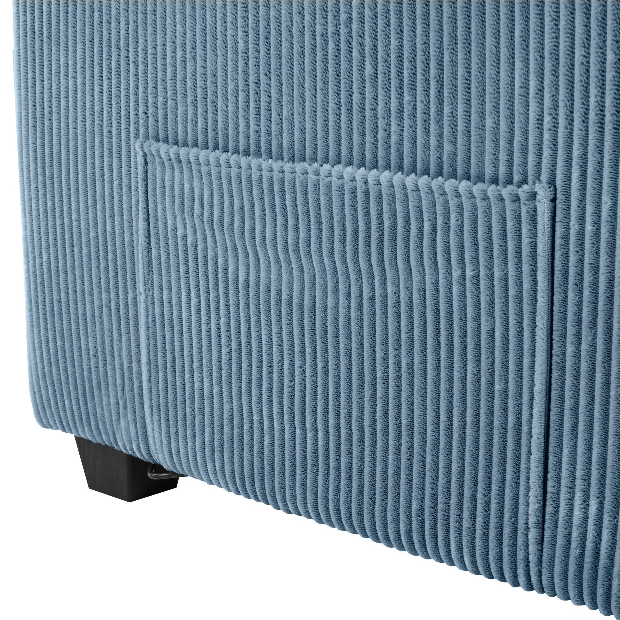 Navy Blue Corduroy Sleeper Sofa Loveseat with Full Size Mattress, USB Ports, Cup Holders, Side Pockets and Phone Holder - Grand Goldman Shop