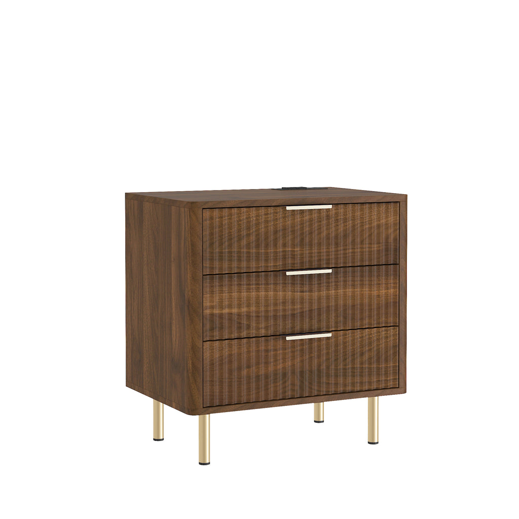 Nightstand with Charging Station, Smart Nightstand with Night Light, Modern Night Stand with Storage Cabinet for Bedroom, Wood - Grand Goldman Shop