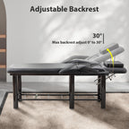Professional Black Beauty Bed with Removable Headrest & Breast Cushions, Armrests and Storage Shelf for Massage, Facial, Tatt