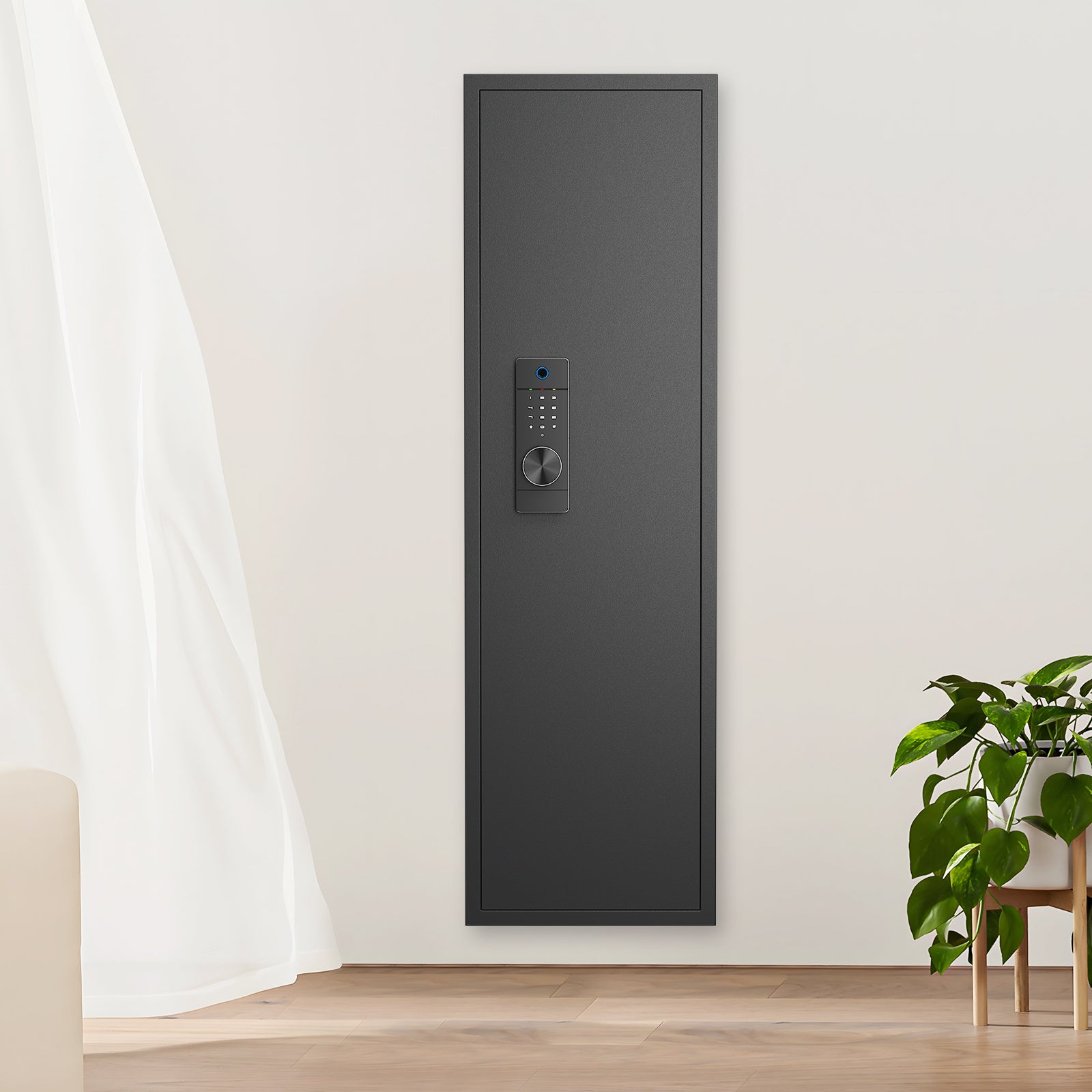 53' Fingerprint Touch Panel In-Wall Safe,Hidden Wall Gun Safe for Rifles with Adjustable Shelves,Assembled Storage Multifunct