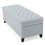 Juliana Storage Ottoman with Fabric Upholstery in Light Blue, Birch Legs, 50 x 20.5 x 18.3 Inches - Grand Goldman Shop