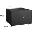 Modern Office Copier Cabinet Black 2-Door Steel Mobile Pedestal File Printer Stand | Premium Home Decor - Grand Goldman