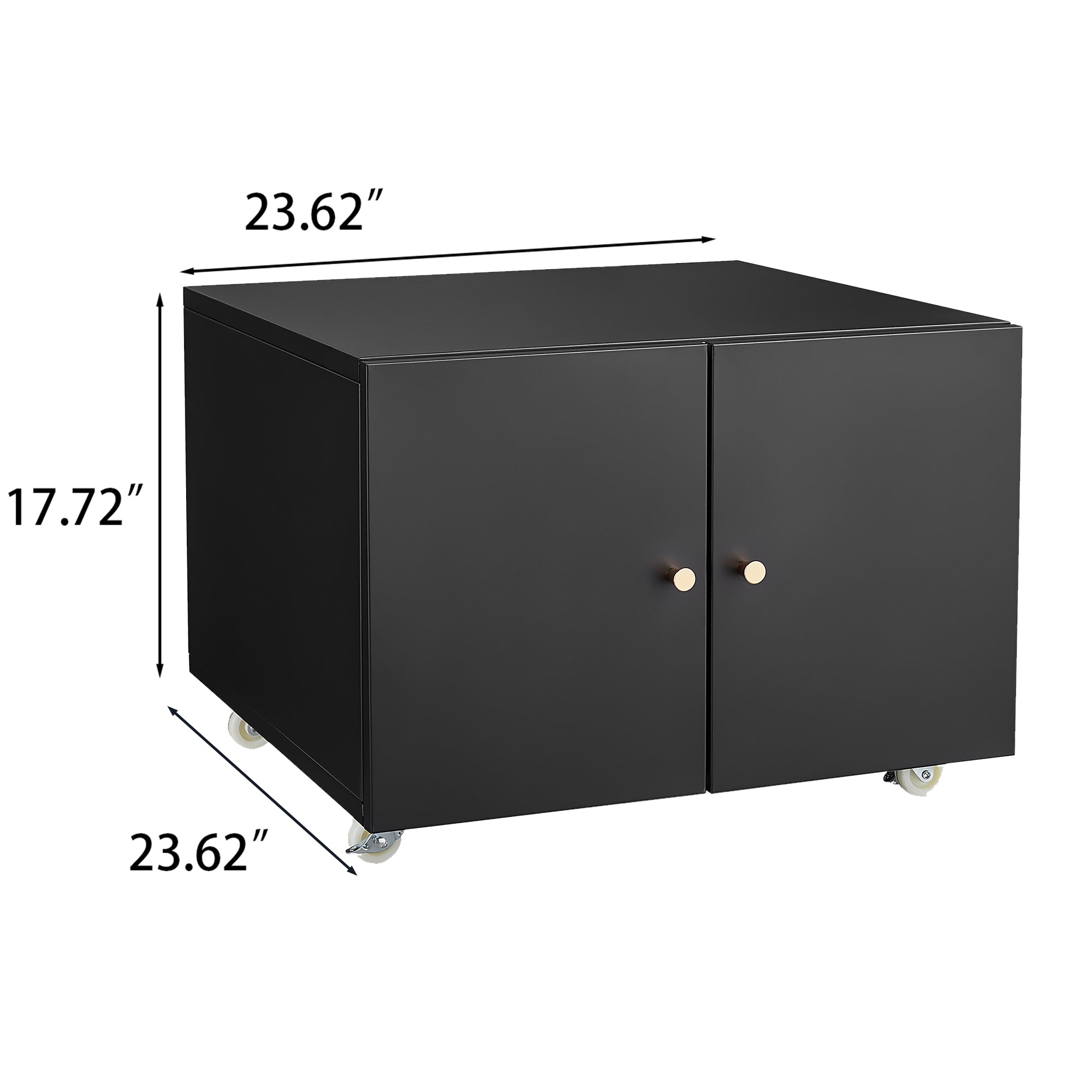 Modern Office Copier Cabinet Black 2-Door Steel Mobile Pedestal File Printer Stand | Premium Home Decor - Grand Goldman