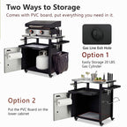 K&K 39.5' Outdoor Grill Cart with Storage Cabinet, Outdoor Bar Cart Pizza Oven Table with Wheels, Stainless Steel Top, Outdoor Kitchen Island with Spice & Paper Rack for BBQ, Waterproof Cover Included - Grand Goldman Shop