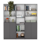 Acres 3 Piece Home Bookcase set, 67' Wide with 11 Shelves and Two Double-Door Cabinet ,  Living Room Set  Matt Gray / White |
