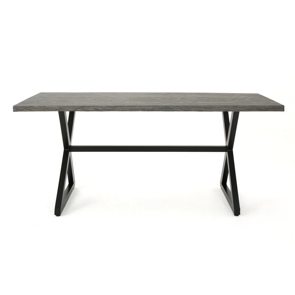 Rolando Outdoor Aluminum Dining Table with Steel Frame, Grey / Black - Grand Goldman Shop