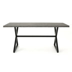 Rolando Outdoor Aluminum Dining Table with Steel Frame, Grey / Black - Grand Goldman Shop