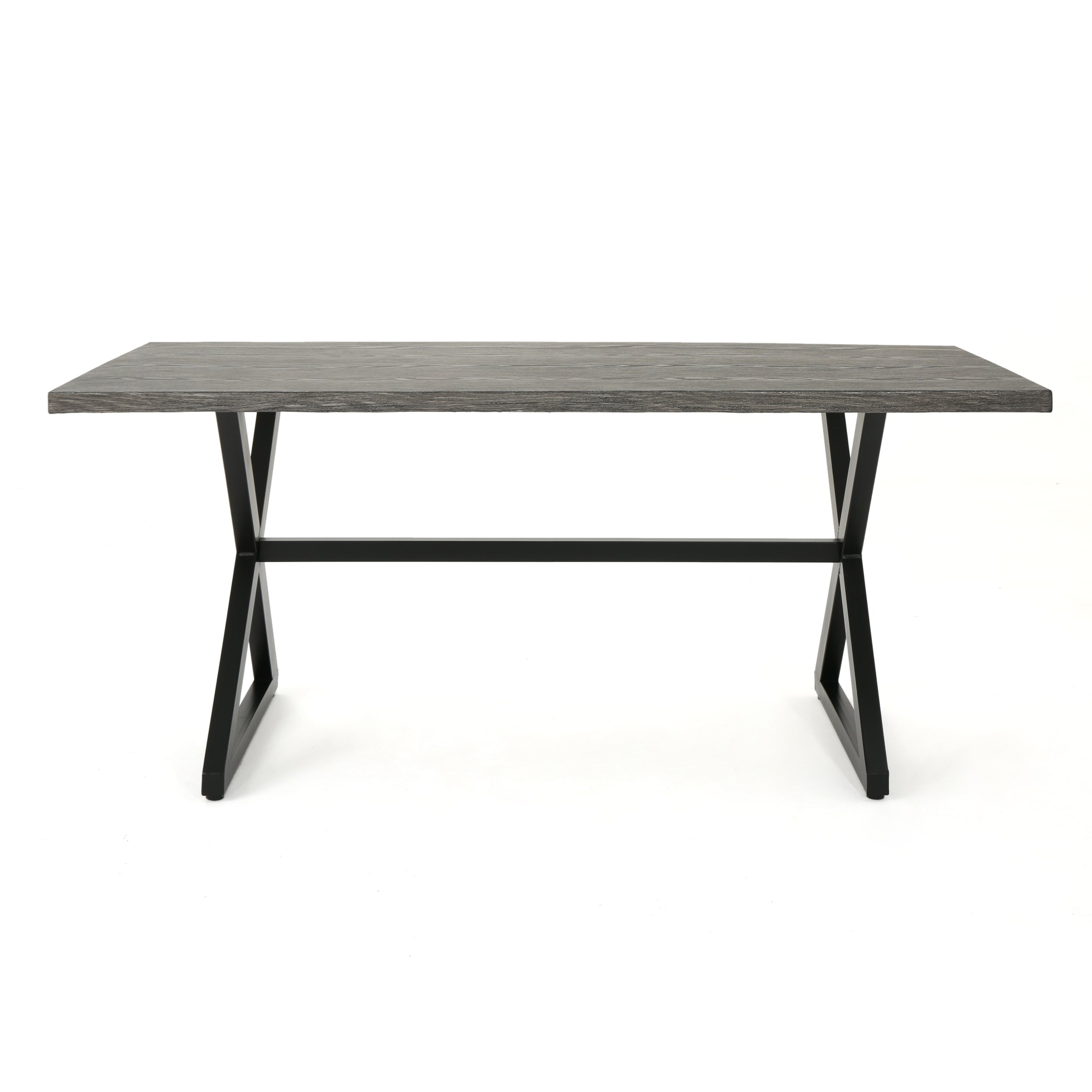 Rolando Outdoor Aluminum Dining Table with Steel Frame, Grey / Black - Grand Goldman Shop