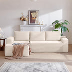 96.9''Cloud Sectional Couch with L-Shaped Chaise,Modern Modular Sofa with Deep Seat, Upholstered Couches for Living Room Bedroom,No Assembly Required,(Corduroy Fabric),White - Grand Goldman Shop