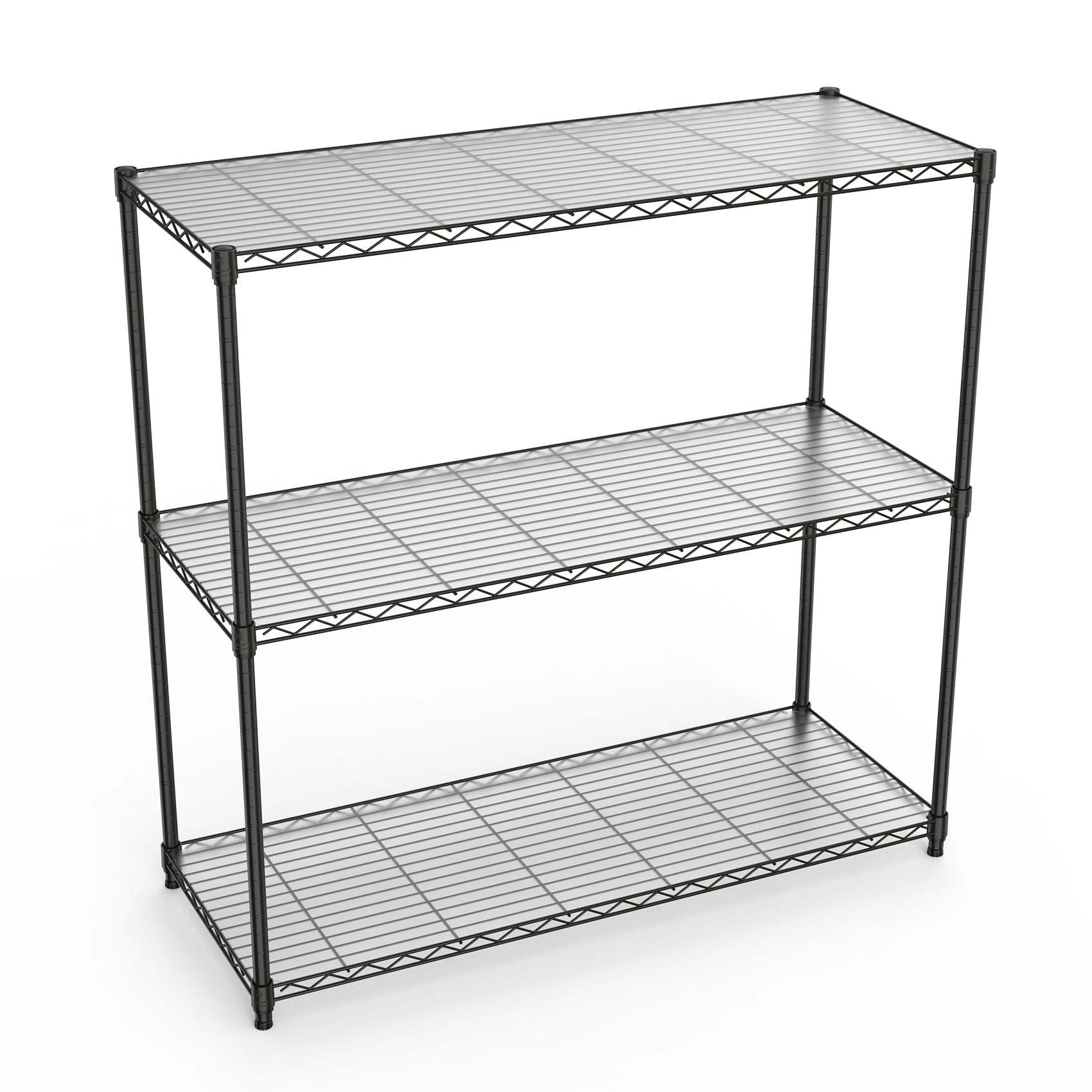 3 Tier Wire Shelving Unit, 1050 LBS NSF Height Adjustable Metal Garage Storage Shelves, Heavy Duty Storage Wire Rack Metal Shelves - Black - Grand Goldman Shop