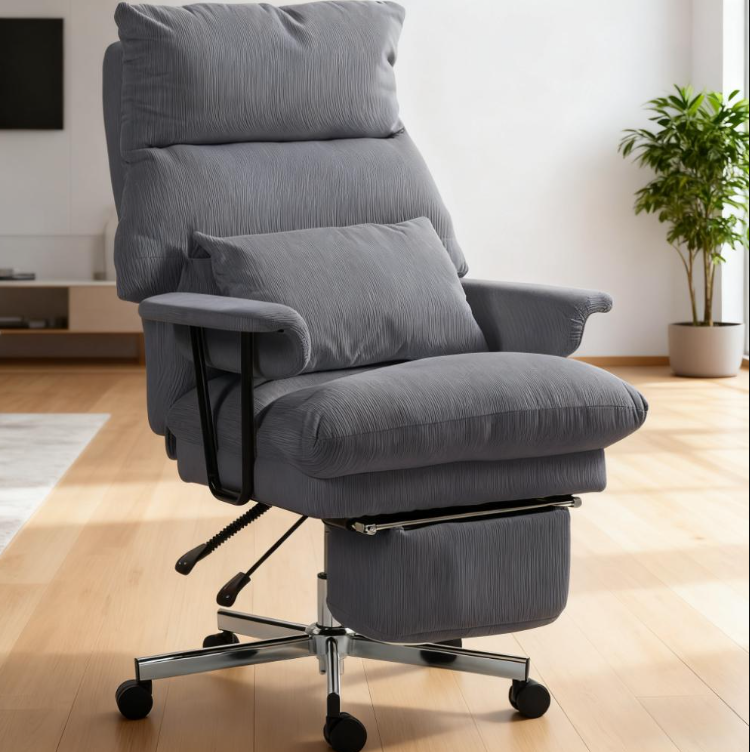 Overstuffed Office Chair with Lumbar Support , Gray - Grand Goldman
