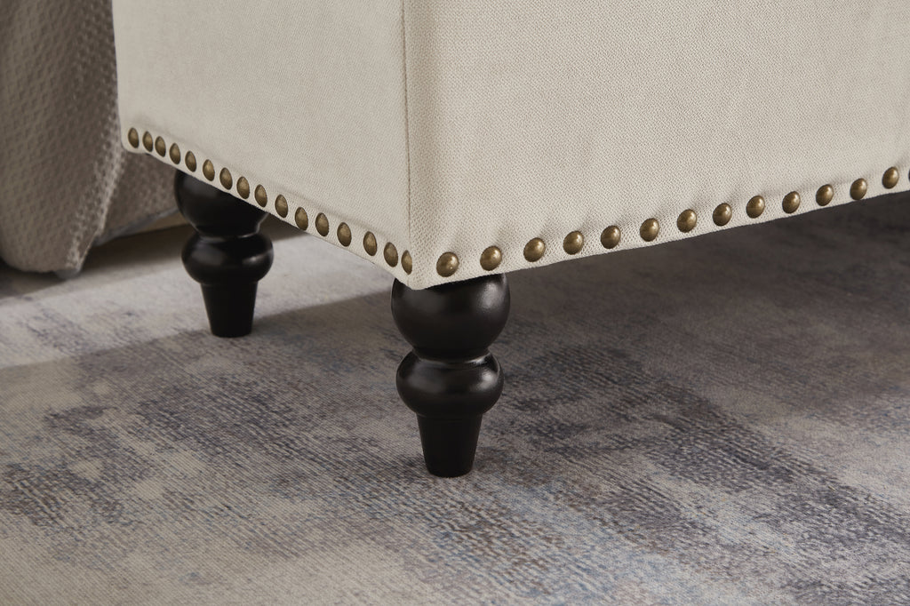 59' Bed Bench Ottoman with Storage  Beige Fabric - Grand Goldman Shop