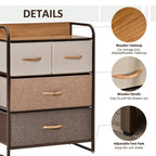 HOMCOM 4-Drawer Dresser, Fabric Drawers, 3-Tier Storage Organizer for Bedroom Entryway, Tower Unit with Steel Frame and Wooden Top, Maple Wood - Grand Goldman Shop