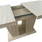 Rectangular extendable dining table, suitable for 6-10 people, with veined travertine pattern, dimensions 160-200 cm, simple and elegant. - Grand Goldman Shop