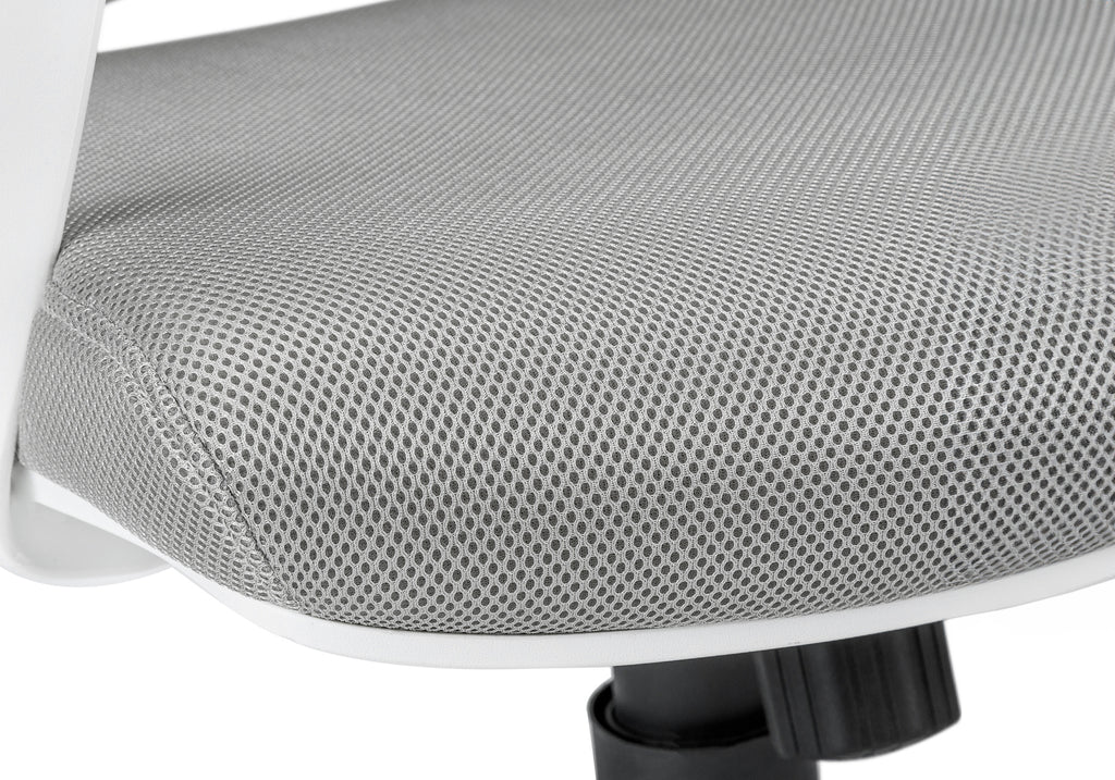 Office Chair, Adjustable Height, Swivel, Ergonomic, Armrests, Computer Desk, Work, Grey Mesh, Chrome Metal, Contemporary, Mod