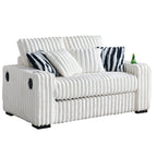 61.42Inch Square Arm Loveseat With Ottoman, 2PCS Back Cushions and 4PCS Toss Pillows, Cup Holder,Bluetooth Speaker,Wireless Charger,USB Ports for Living Room and Bedroom,Beige - Grand Goldman Shop