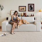 71' 3Setaser Sofa,Corduroy Fabric,Deep Seat Couches,Comfy Loveseat Sofa,No Assembly,1pcs for Living room, Bedroom,Conference room ,Apartment,White - Grand Goldman Shop