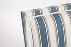 Upholstered Accent Chair, Vintage Armchair with Blue and White Striped Linen Fabric and Nailhead Trim for Living Room - Grand Goldman Shop