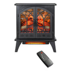 Antique Black 3D Flame Electric Infrared Quartz Fireplace Stove with Remote, Tempered Glass, 24 Inch - Grand Goldman Shop