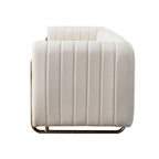 Contemporary Velvet Sofa Couch 84.25''W for Living Room, Beige - Grand Goldman Shop
