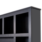Farmhouse Wooden Hall Tree with 6 Hooks, Walnut Storage Bench with Adjustable Shelves,  4-in-1 Entryway Shoe Cabinet with Cubbies for Mudroom, Living Room, Black, 76.7'H (OLD SKU: N721S000044B) - Grand Goldman Shop