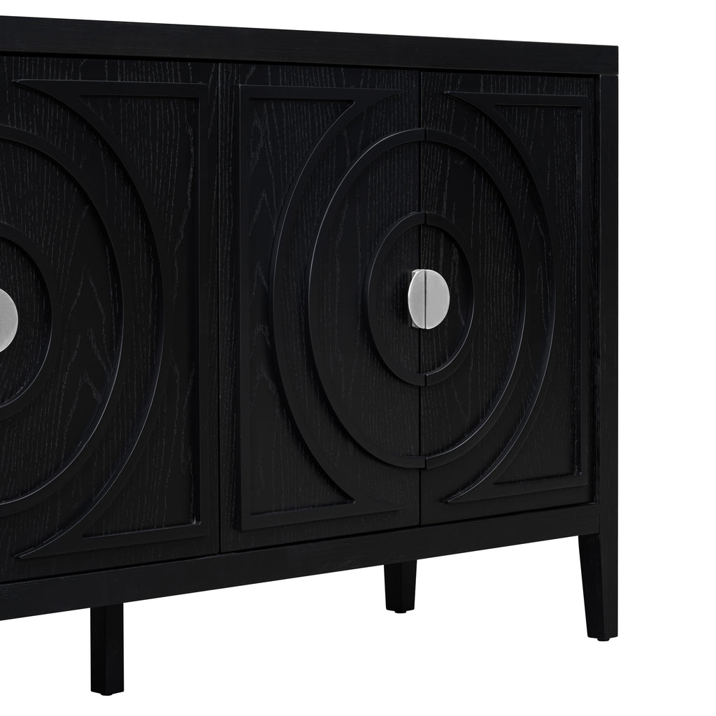 TREXM Retro Sideboard door with Circular Groove Design Round Metal Door Handle for Entrance, Dinning Room, Living Room (Black) - Grand Goldman Shop