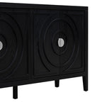 TREXM Retro Sideboard door with Circular Groove Design Round Metal Door Handle for Entrance, Dinning Room, Living Room (Black) - Grand Goldman Shop
