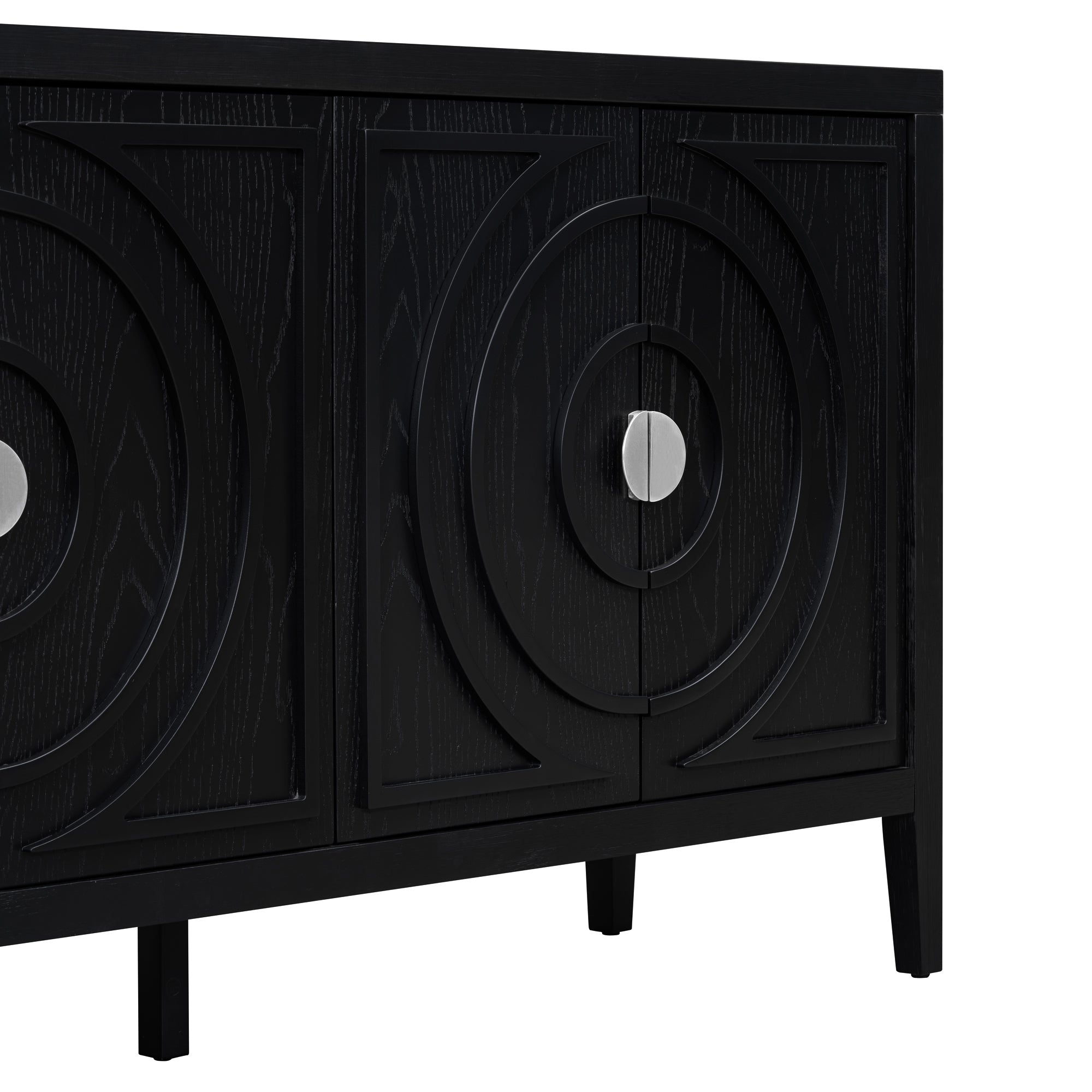 TREXM Retro Sideboard door with Circular Groove Design Round Metal Door Handle for Entrance, Dinning Room, Living Room (Black) - Grand Goldman Shop