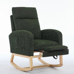 Modern Accent Rocking Chair Rocking Chair with Solid Wood Legs, Upholstered Nursery Glider Rocker, Comfy Armchair with Side Pocket, Living Room Lounge Arm Chair with High Backrest fabric - Grand Goldman Shop