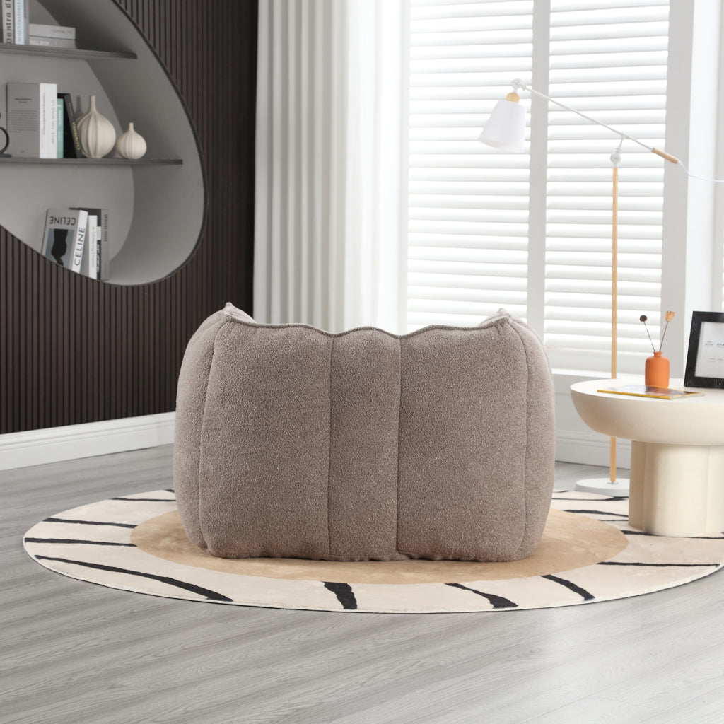 Soft Chenille Bean Bag Chair with High Resilient Foam for Living Room and Bedroom, Comfortable Square Lazy Sofa with Footstool for Adults - Grand Goldman Shop