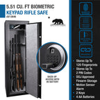 Biometric Keypad Rifle Safe with Advanced Security Features in Black Steel, 5.51 Cubic Ft | Premium Home Decor - Grand Goldma