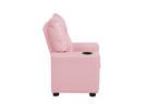 Evelyne 23'W Pink PU Leather Kids Recliner Chair with Cupholder | Premium Home Decor - Grand Goldman