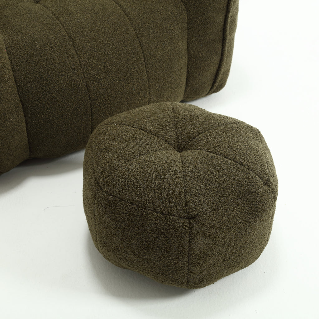 Soft Chenille Bean Bag Chair with High Resilient Foam for Living Room and Bedroom, Comfortable Square Lazy Sofa with Footstool for Adults - Grand Goldman Shop