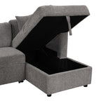 U-shaped Sectional Sofa Pull out Sofa Bed with USB Ports, Power Sockets, Storage Chaise, Light Gray Chenille, 108.6' - Grand Goldman Shop