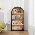 4-Tier Black Arched Bookshelf, 43' Tall Arched Bookcase with Storage Shelves - Grand Goldman Shop