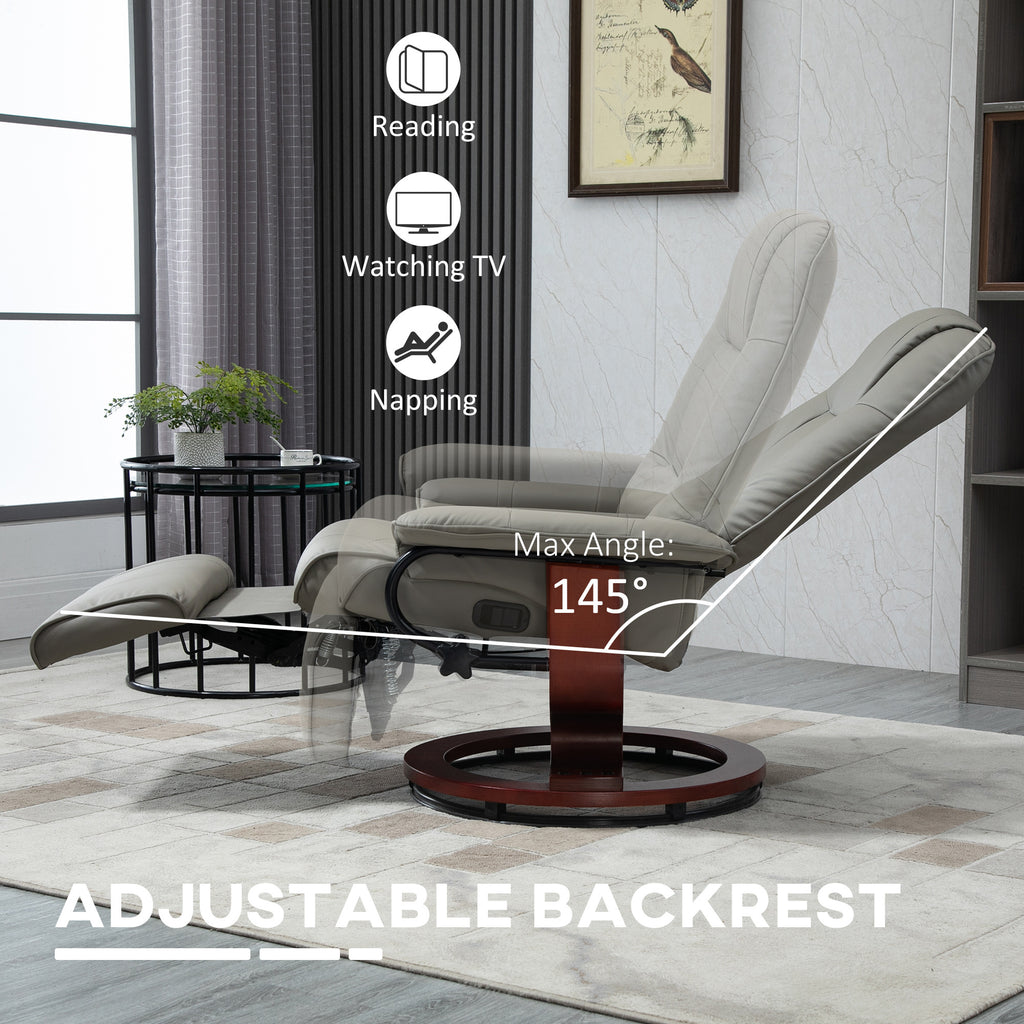 HOMCOM Faux Leather Manual Recliner with Swivel Wood Base Padded Armrest - Grand Goldman Shop