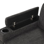 Black Convertible L-shaped Sofa Couch with Storage, Cup Holders, USB Ports, Chenille Fabric, 83.5' - Grand Goldman Shop