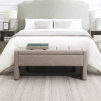 Modern Upholstered Bed End Bench with Storage, Comfy Linen Grey Brown Foot Rest - Grand Goldman Shop